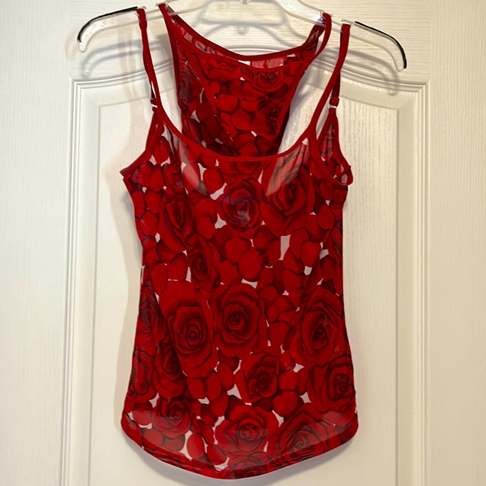 Red rose design camisole & matching panty, Nick & Nora Confidential, size M & L.